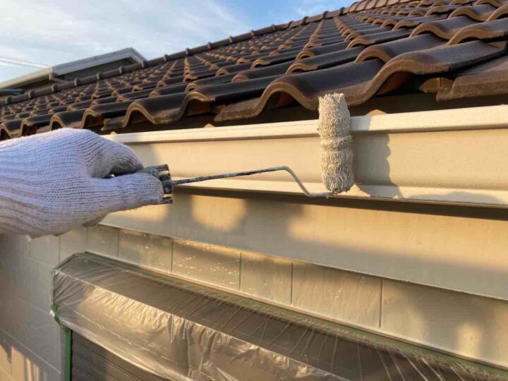 雨樋 下塗り 施工状況