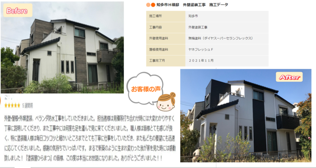 知多市Ｈ様邸の外壁塗装の施工事例のご紹介